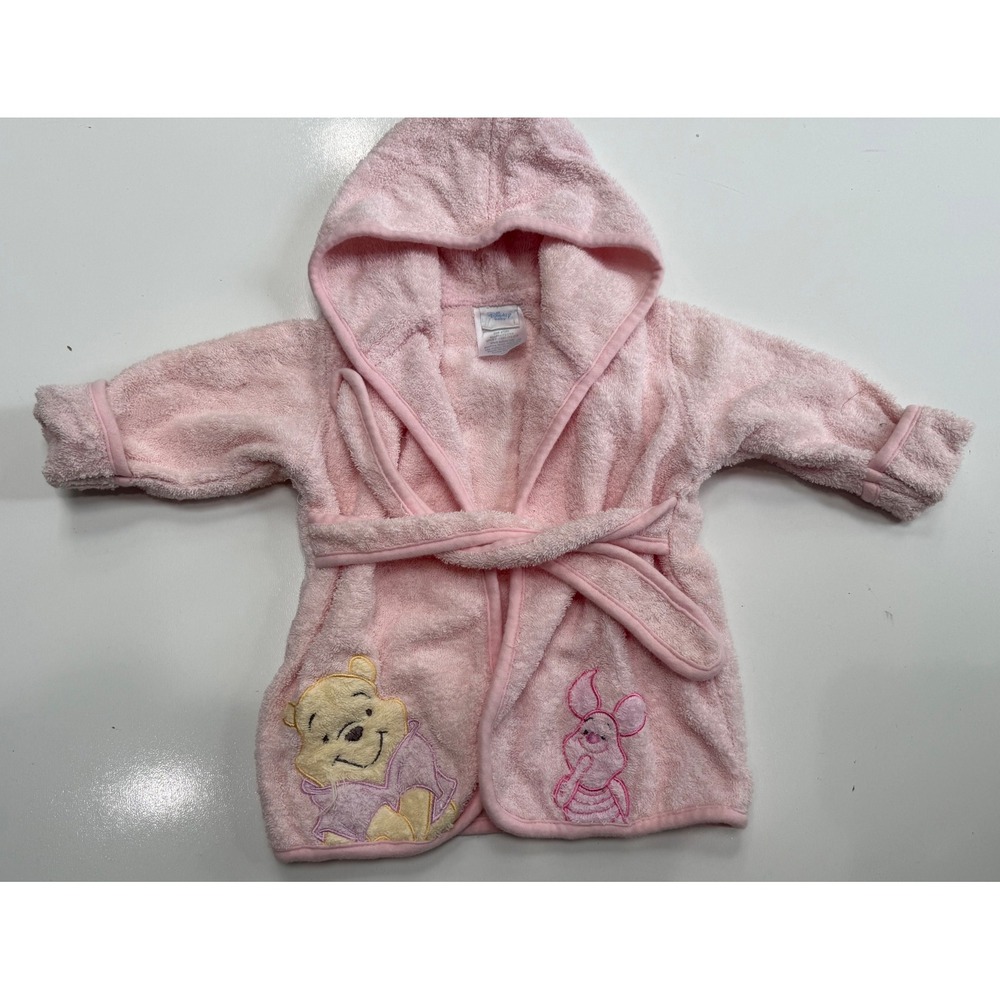 Disney Baby Winnie the Pooh Piglet Pink Hooded Cotton Bathrobe 0-9 Months
